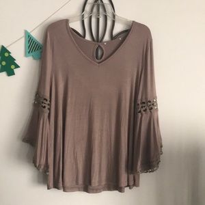 Retro Bell Sleeve Eyelet Top
